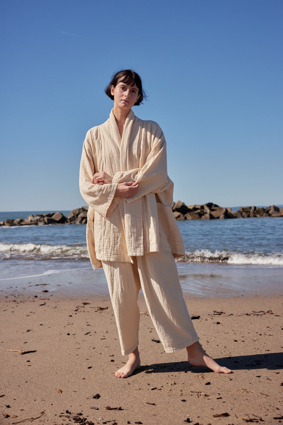 HICKORY COTTON GAUZE JACKET / BEIGE