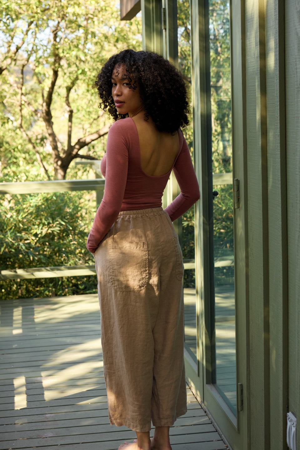 IVY SCOOP BACK LONG SLEEVE / ROSE