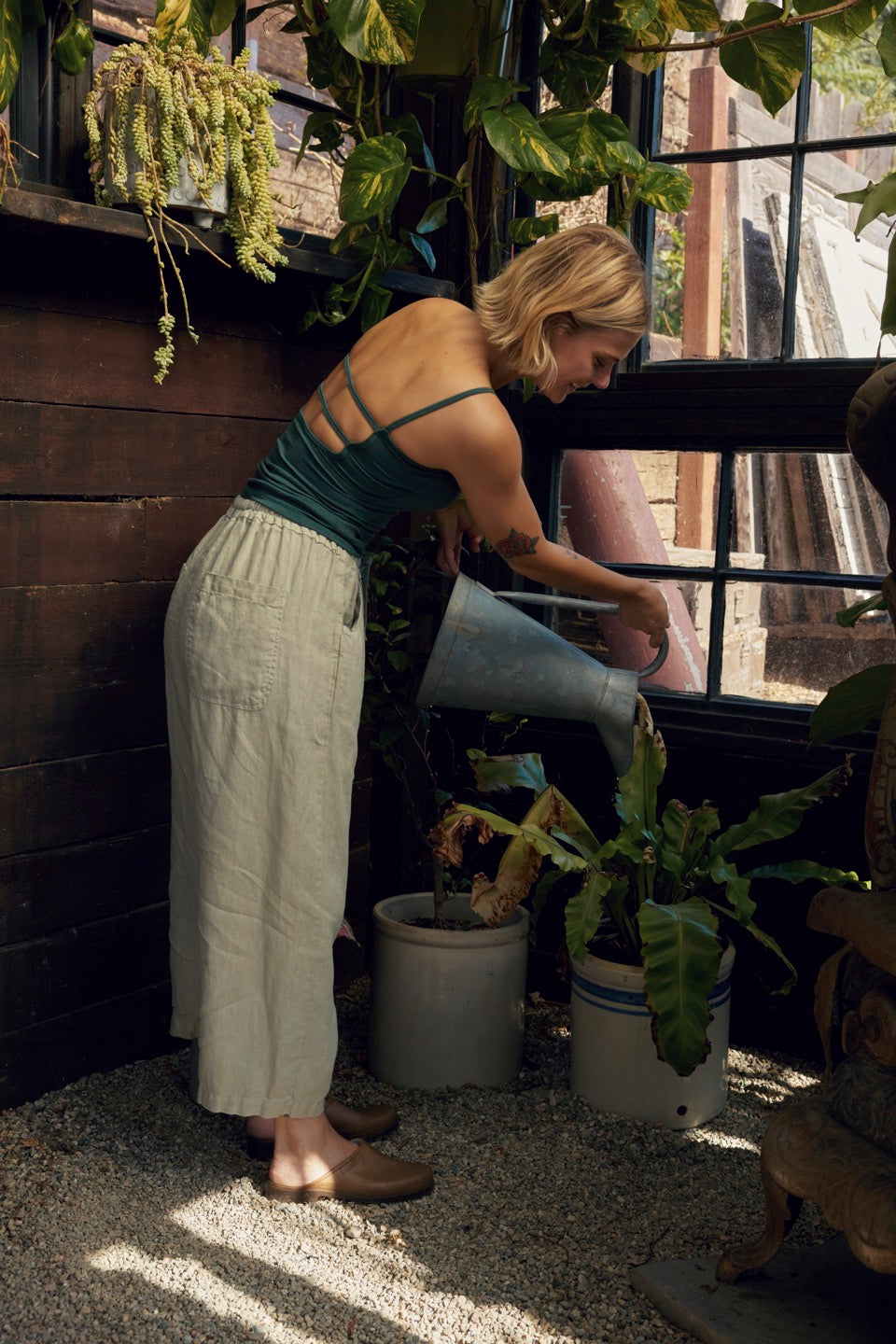 LAUREL LINEN PANTS / CELADON GREEN