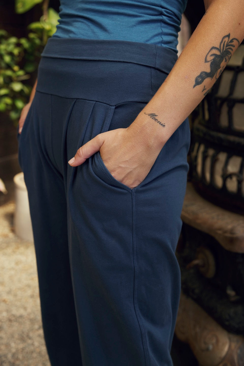 GINKO COTTON PANTS / DEEP OCEAN