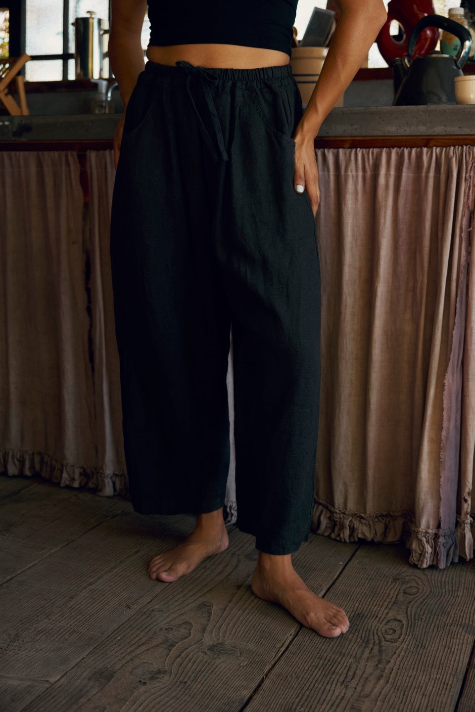 LAUREL LINEN PANTS / BLACK