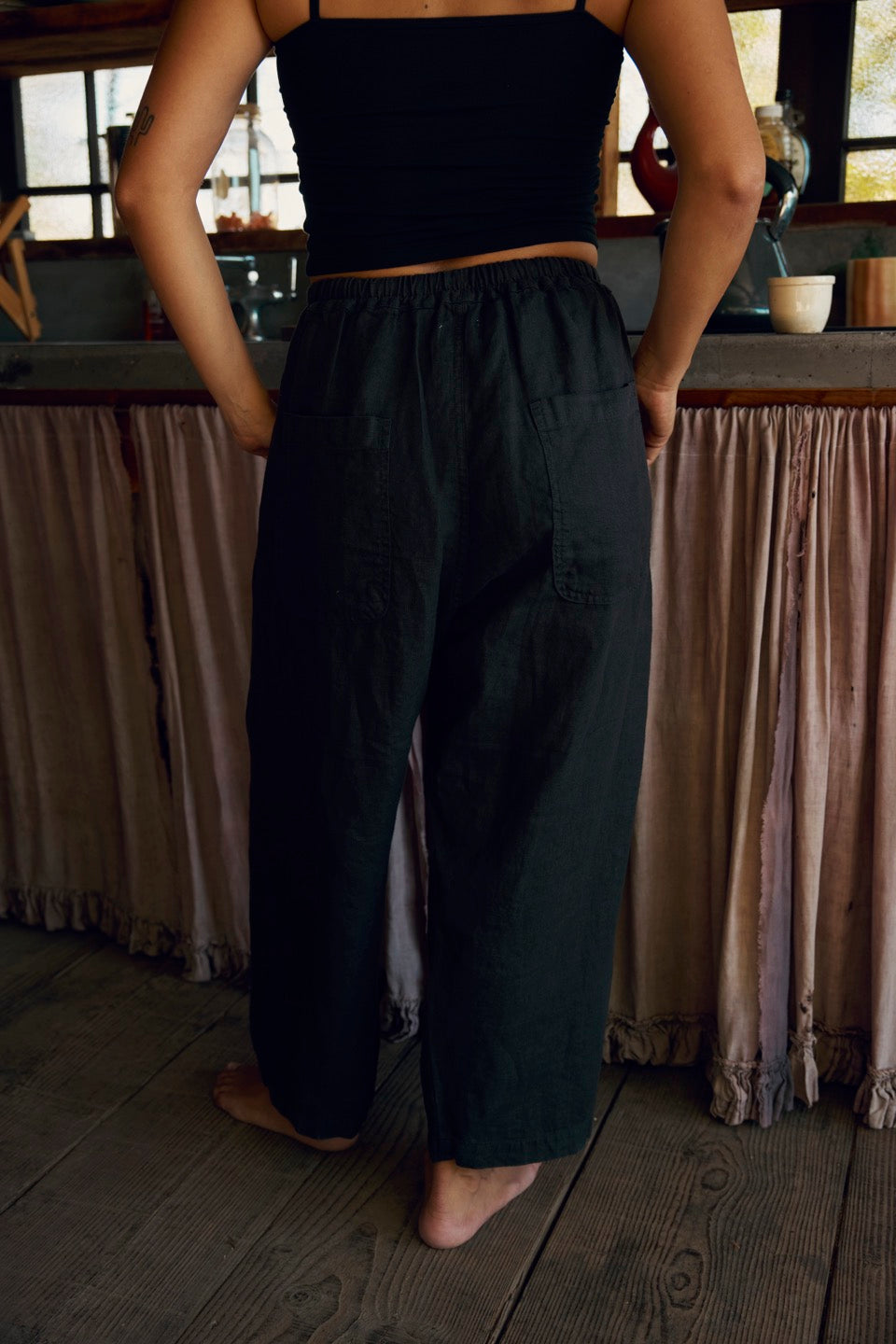 LAUREL LINEN PANTS / BLACK