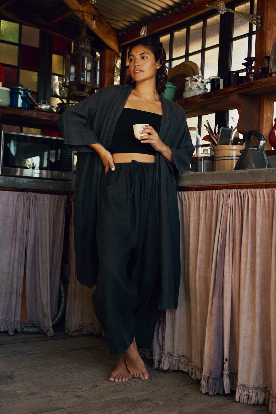 KIMONO YOGA COVER UP / BLACK