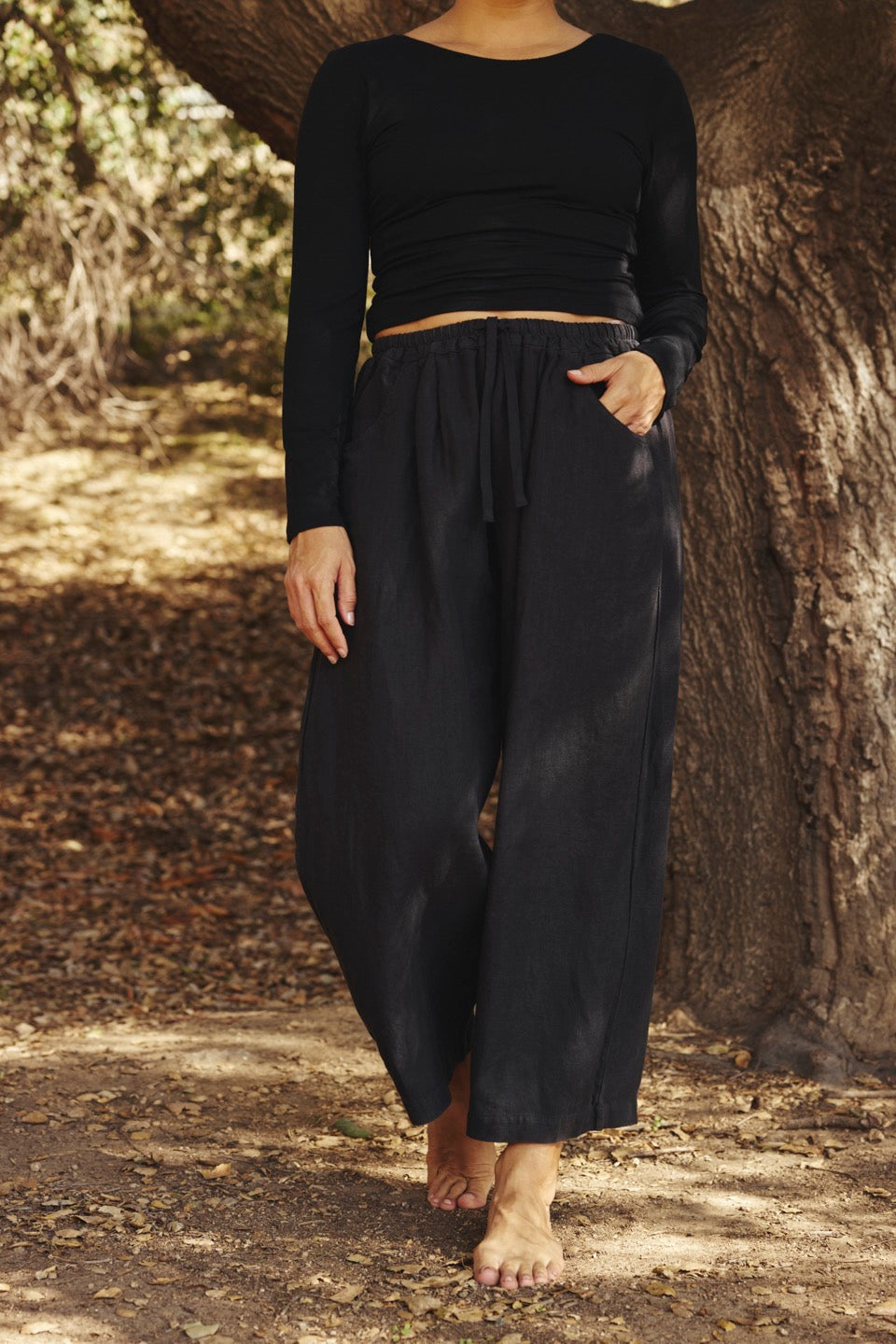 LAUREL LINEN PANTS / BLACK