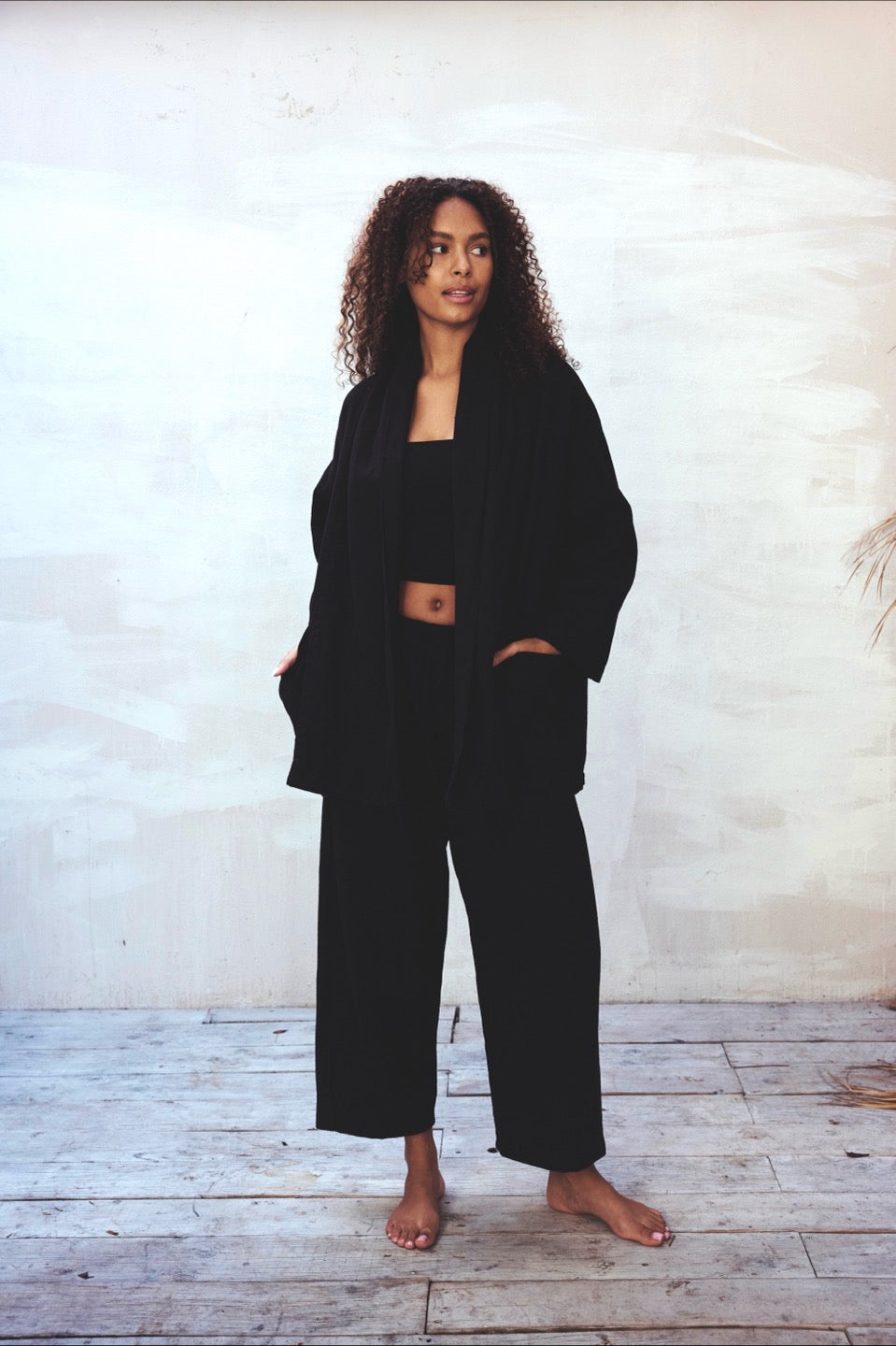 Hemp Robe HICKORY HEMP ROBE / BLACK – SOKOI