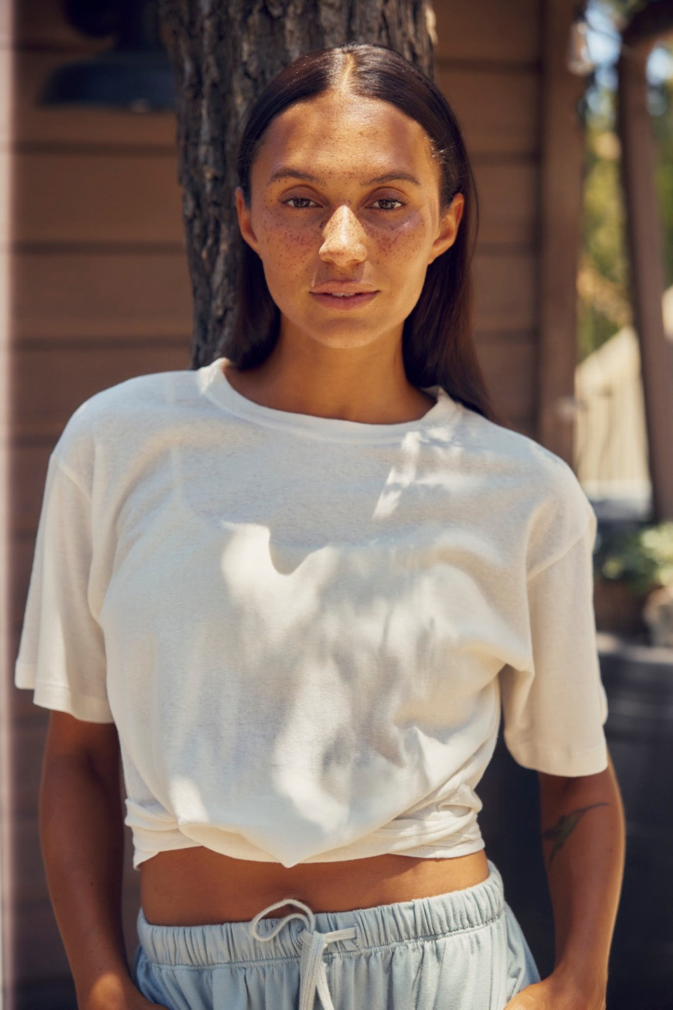 LOTUS LINEN + COTTON TEE / NATURAL