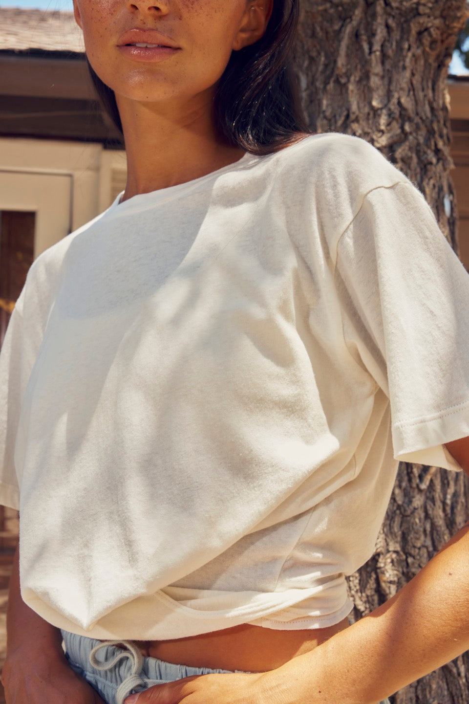 LOTUS LINEN + COTTON TEE / NATURAL