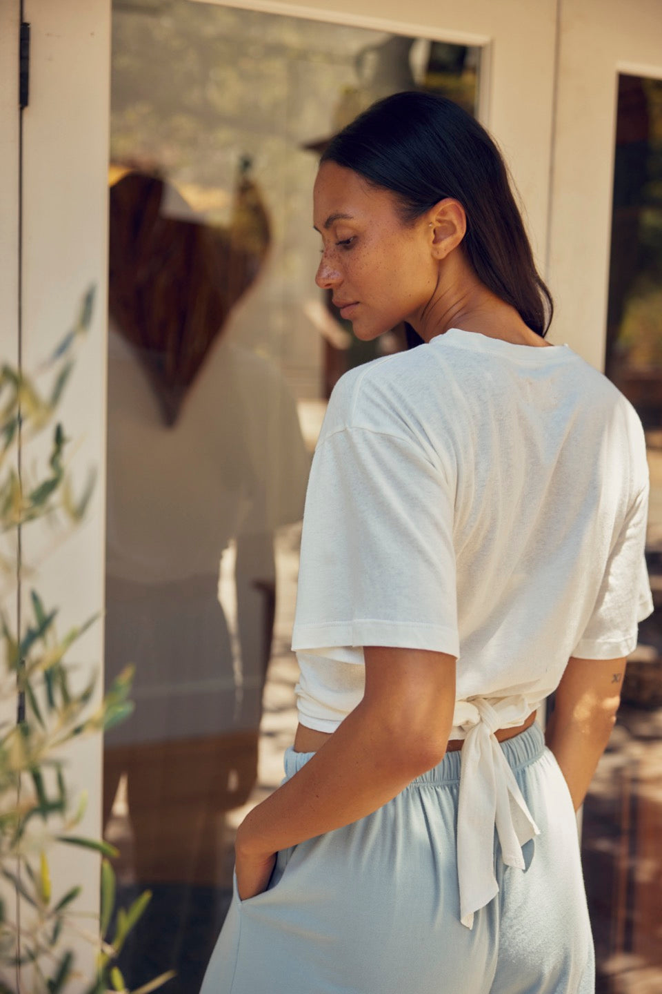 LOTUS LINEN + COTTON TEE / NATURAL