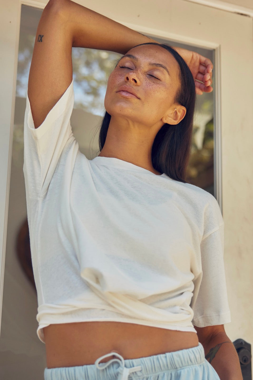 LOTUS LINEN + COTTON TEE / NATURAL