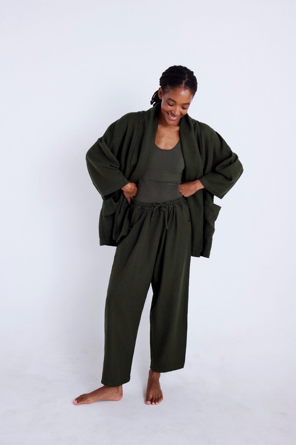 LAUREL HEMP PANTS / DARK MOSS