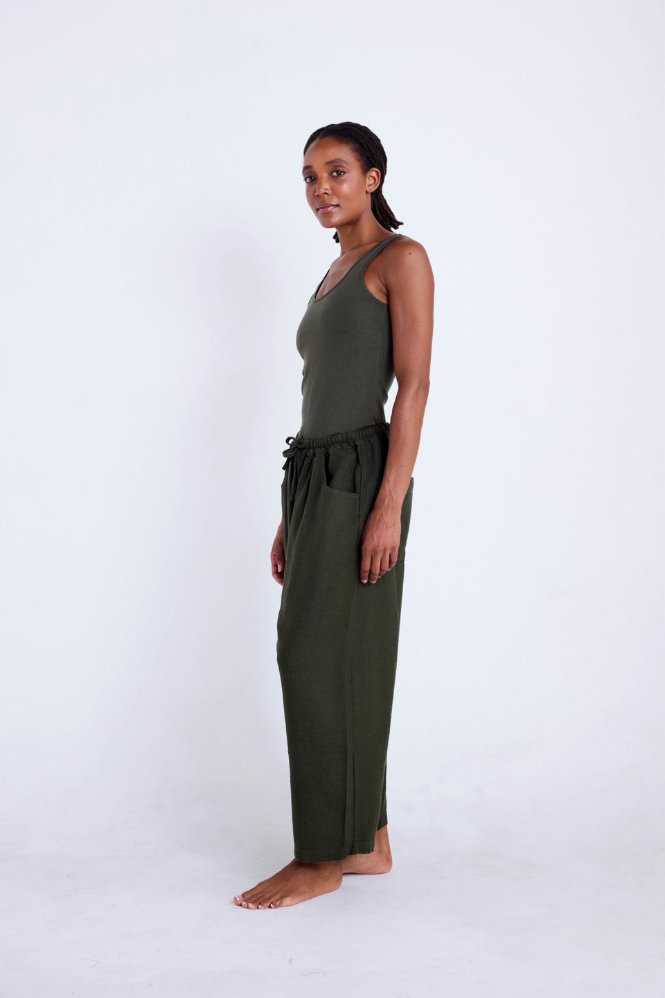 LAUREL HEMP PANTS / DARK MOSS