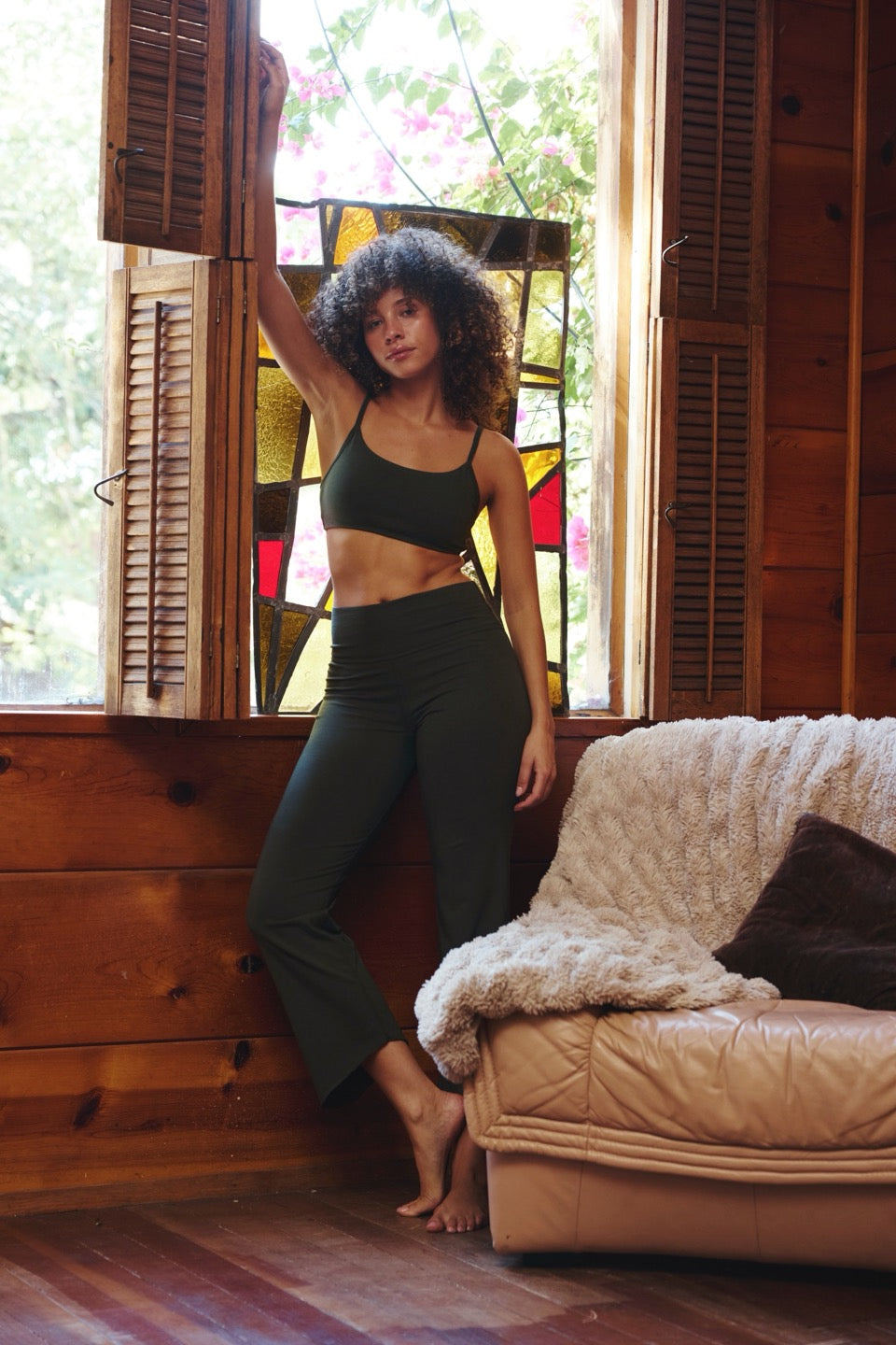 POPPY SCOOP NECK BRA / DARK MOSS