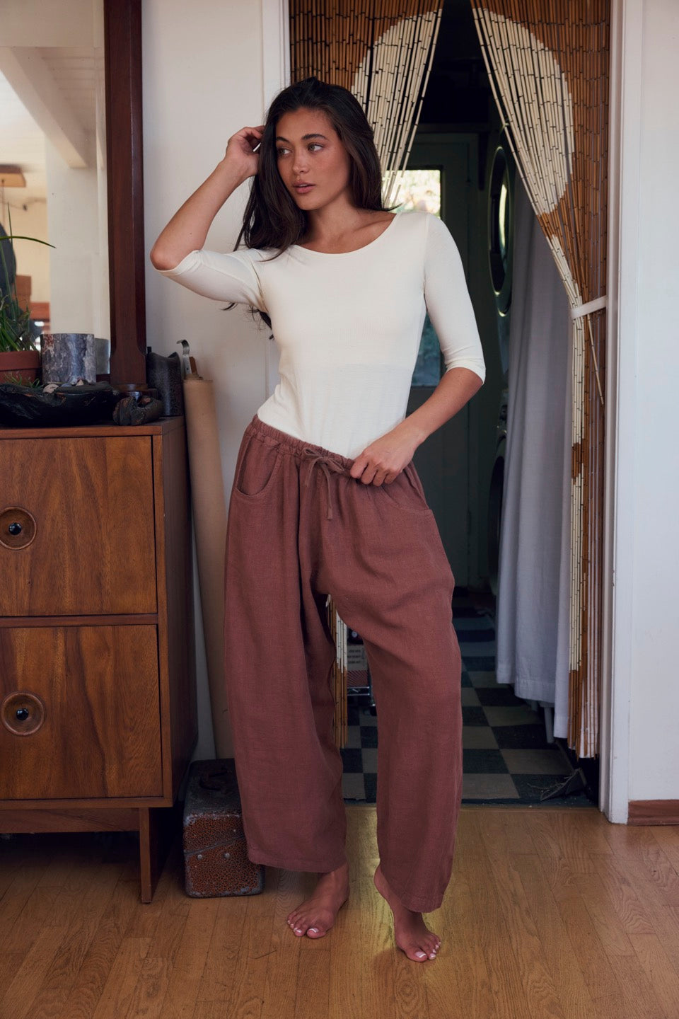 LAUREL LINEN PANTS / COCOA