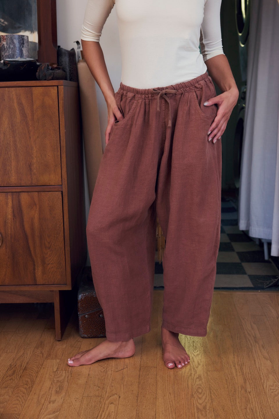LAUREL LINEN PANTS / COCOA