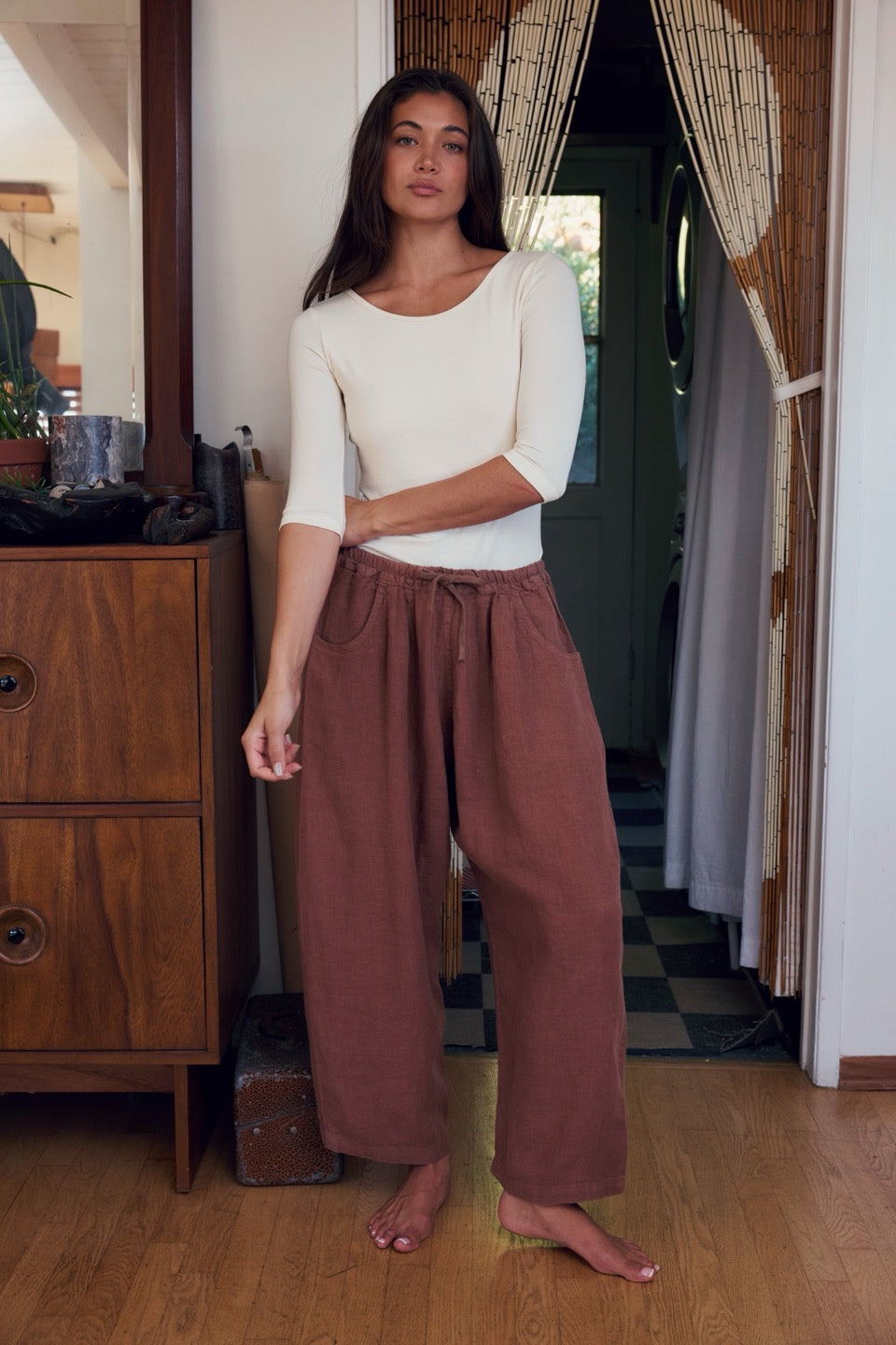 LAUREL LINEN PANTS / COCOA